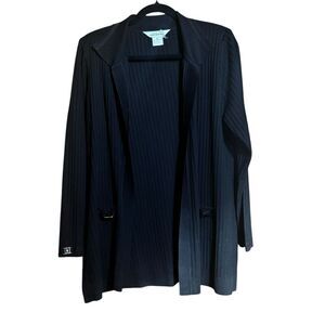 Exclusively Misook Cardigan Extra Large XL Black Ribbed Open Buckle Accent